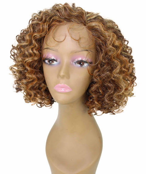 Nova Auburn Brown Blend Trendy Curly Lace Wig