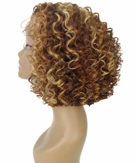 Nova Auburn Brown Blend Trendy Curly Lace Wig
