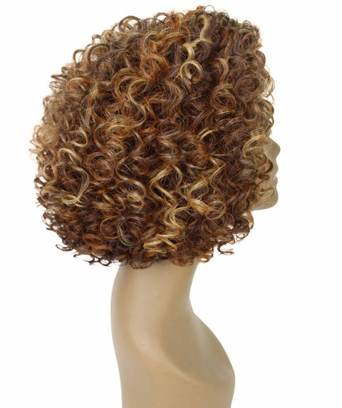 Nova Auburn Brown Blend Trendy Curly Lace Wig