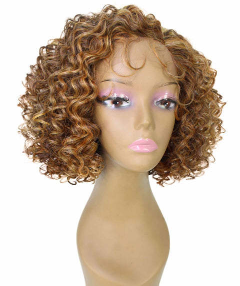 Nova Auburn Brown Blend Trendy Curly Lace Wig