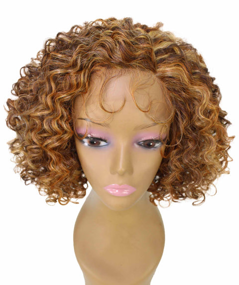 Nova Auburn Brown Blend Trendy Curly Lace Wig