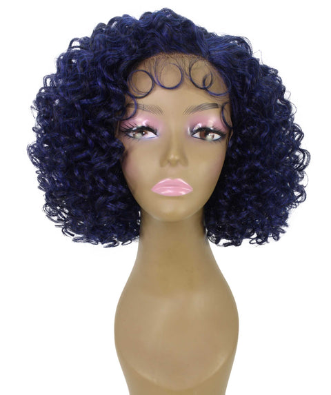 Nova Blue and Black Blend Trendy Curly Lace Wig