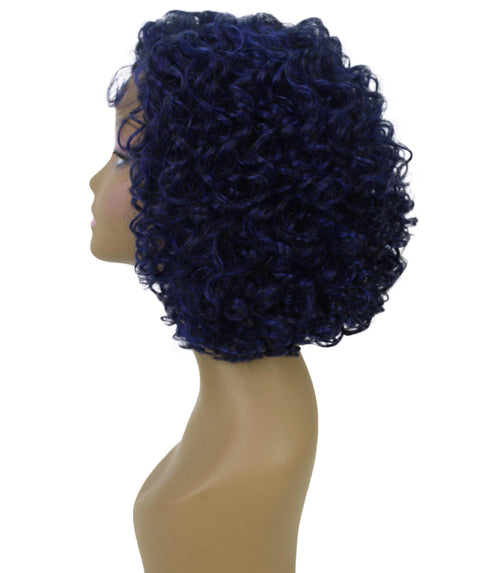 Nova Blue and Black Blend Trendy Curly Lace Wig