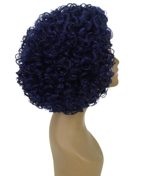 Nova Blue and Black Blend Trendy Curly Lace Wig