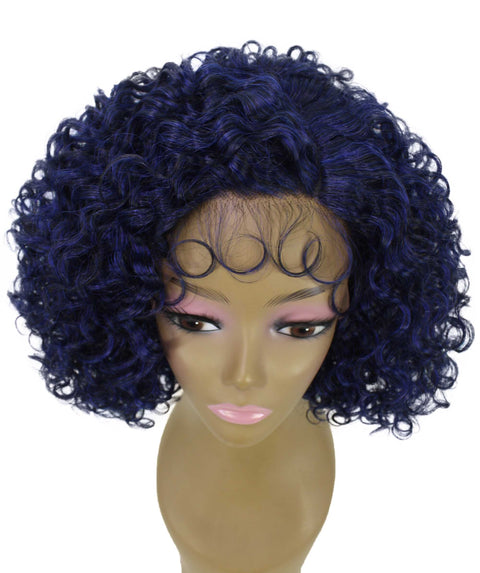 Nova Blue and Black Blend Trendy Curly Lace Wig