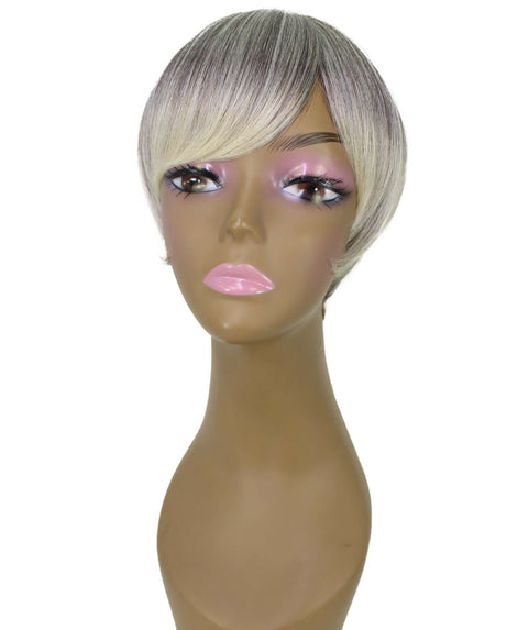 Trinity Gray with Light Blonde Short Bob Full Wig