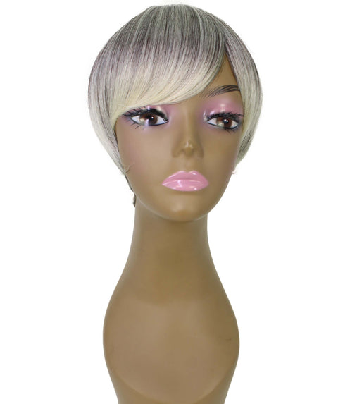 Trinity Gray with Light Blonde Short Bob Full Wig