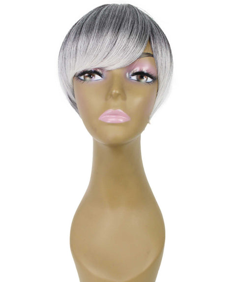 Trinity Gray with White Short Bob Full Wig
