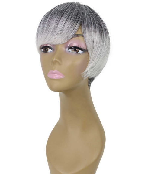 Trinity Gray with White Short Bob Full Wig