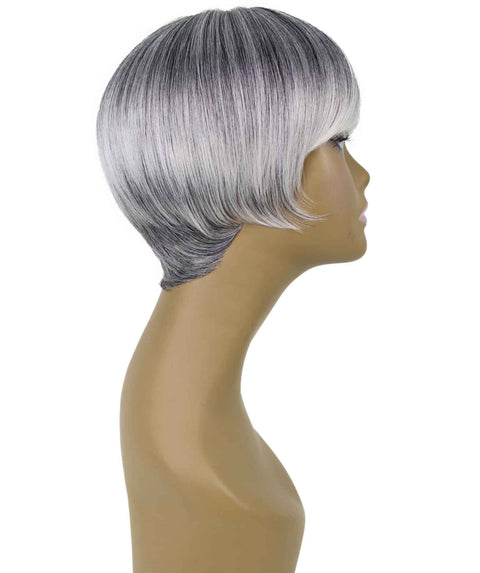 Trinity Gray with White Short Bob Full Wig