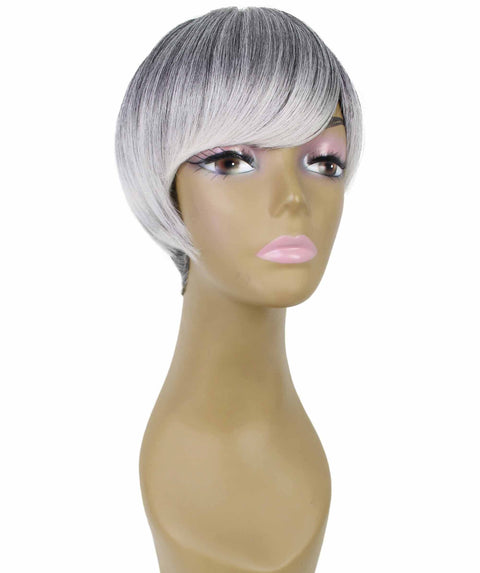 Trinity Gray with White Short Bob Full Wig
