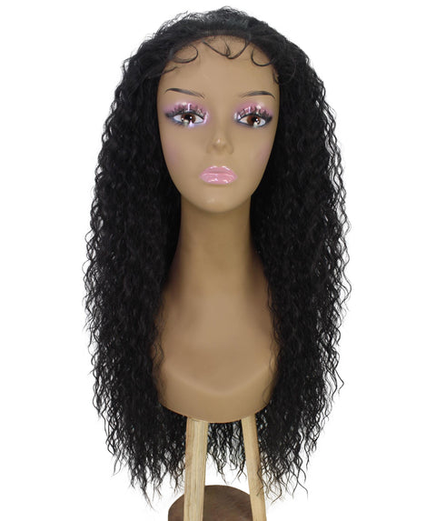 Jazmin Natural Black Long Curls Lace Wig