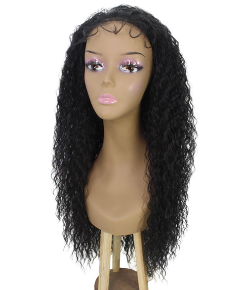 Jazmin Natural Black Long Curls Lace Wig