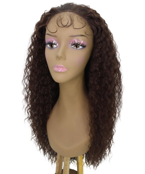 Jazmin Medium Brown Long Curls Lace Wig