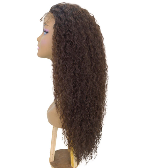 Jazmin Medium Brown Long Curls Lace Wig