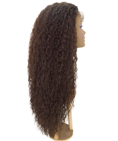 Jazmin Medium Brown Long Curls Lace Wig