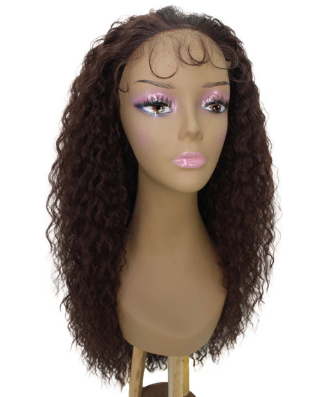 Jazmin Medium Brown Long Curls Lace Wig