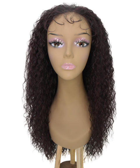 Jazmin Deep Red and Black Blend Long Curls Lace Wig