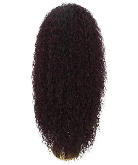 Jazmin Deep Red and Black Blend Long Curls Lace Wig