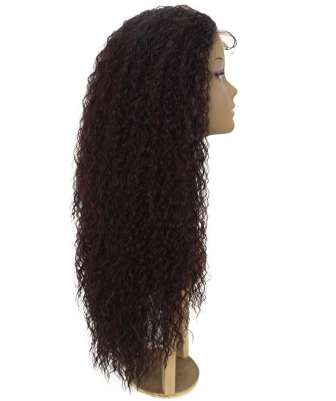 Jazmin Deep Red and Black Blend Long Curls Lace Wig