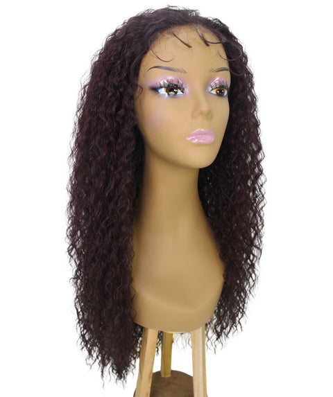 Jazmin Deep Red and Black Blend Long Curls Lace Wig