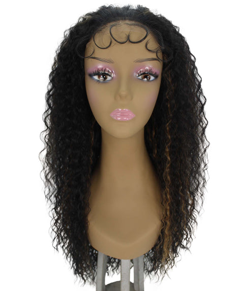 Jazmin Black with Golden Long Curls Lace Wig