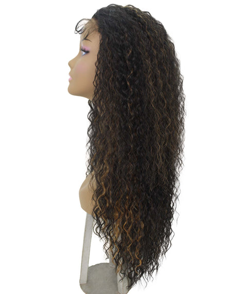 Jazmin Black with Golden Long Curls Lace Wig