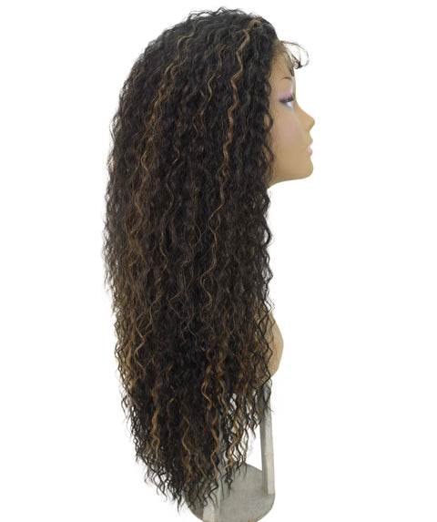 Jazmin Black with Golden Long Curls Lace Wig