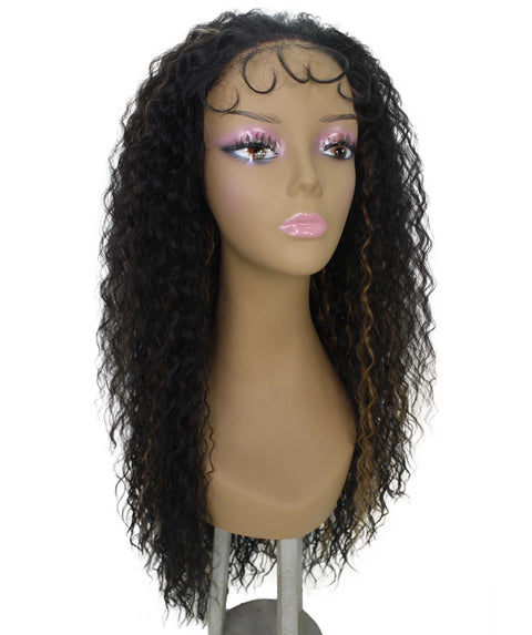 Jazmin Black with Golden Long Curls Lace Wig