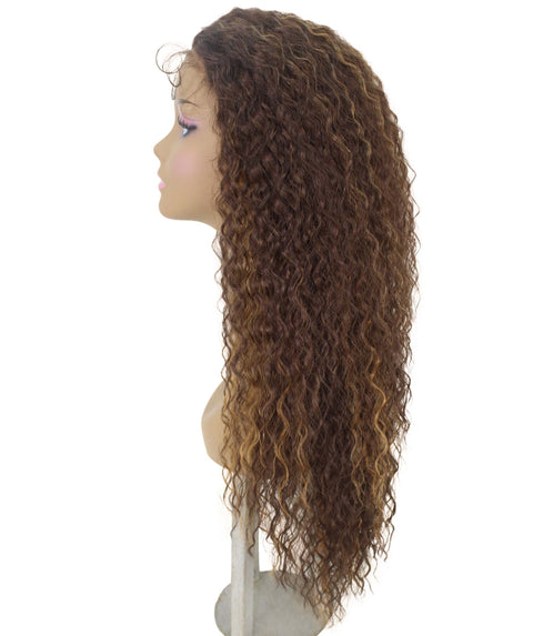 Jazmin Brown with Golden Long Curls Lace Wig
