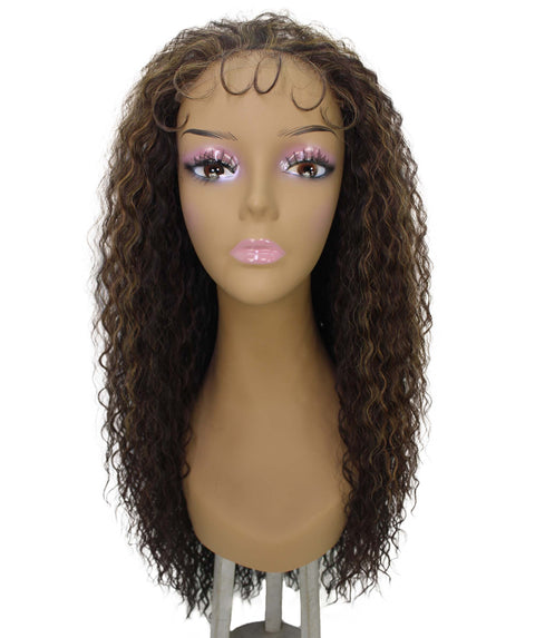 Jazmin Caramel Brown Blend Long Curls Lace Wig