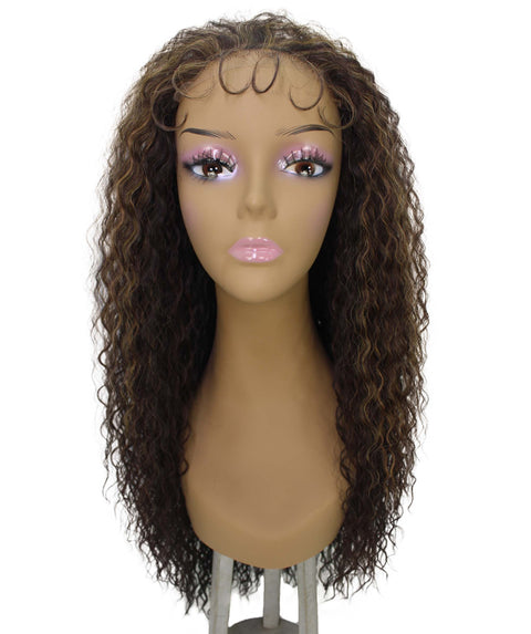 Jazmin Caramel Brown Blend Long Curls Lace Wig