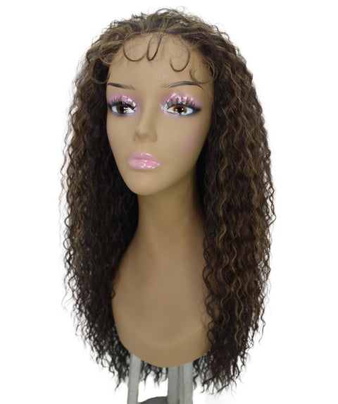 Jazmin Caramel Brown Blend Long Curls Lace Wig