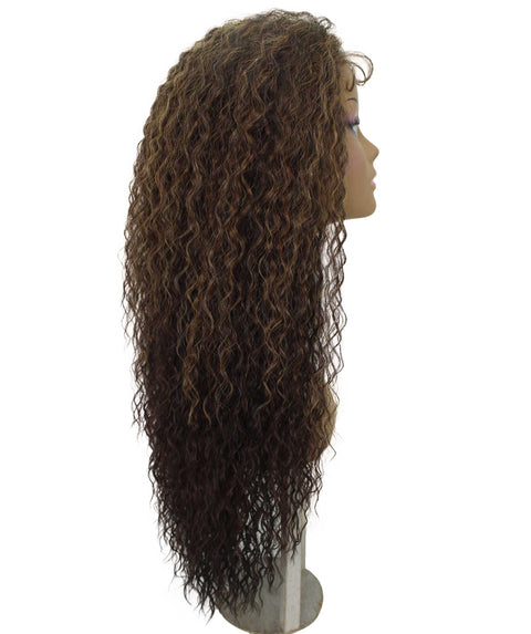Jazmin Caramel Brown Blend Long Curls Lace Wig