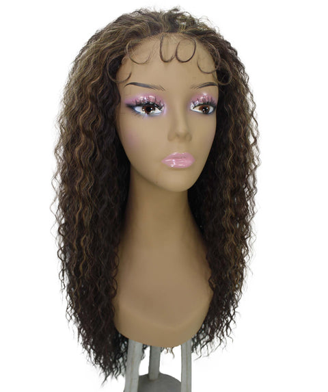 Jazmin Caramel Brown Blend Long Curls Lace Wig