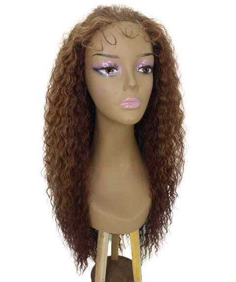 Jazmin Copper Auburn Blend Long Curls Lace Wig