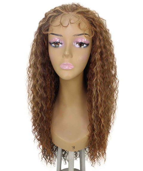 Jazmin Auburn Brown Blend Long Curls Lace Wig