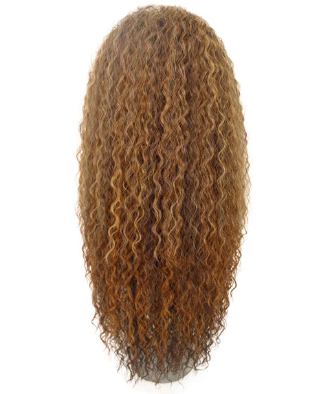 Jazmin Auburn Brown Blend Long Curls Lace Wig