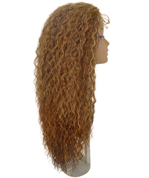 Jazmin Auburn Brown Blend Long Curls Lace Wig