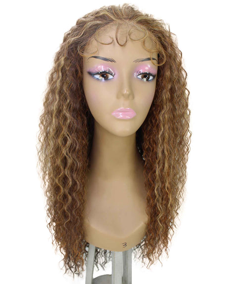 Jazmin Auburn Brown Blend Long Curls Lace Wig