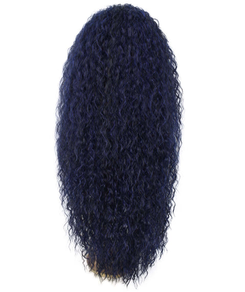 Jazmin Blue and Black Blend Long Curls Lace Wig