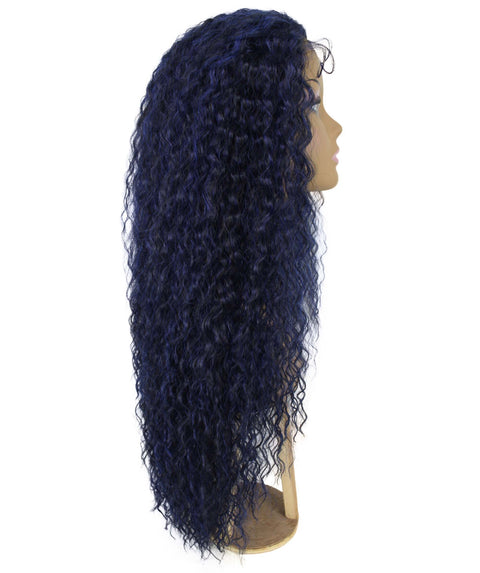 Jazmin Blue and Black Blend Long Curls Lace Wig