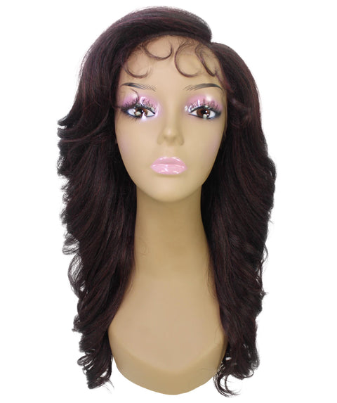 Nia Deep Red and Black Blend Salon cut Layered Lace Wig