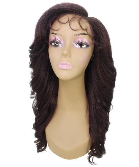 Nia Deep Red and Black Blend Salon cut Layered Lace Wig