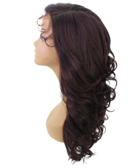 Nia Deep Red and Black Blend Salon cut Layered Lace Wig