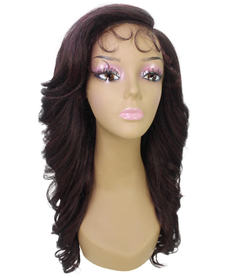 Nia Deep Red and Black Blend Salon cut Layered Lace Wig