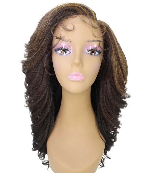 Nia Caramel Brown Blend Salon cut Layered Lace Wig