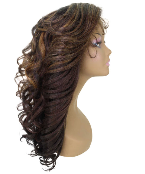 Nia Caramel Brown Blend Salon cut Layered Lace Wig
