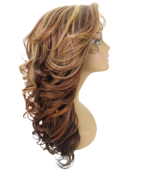 Nia Auburn Brown Blend Salon cut Layered Lace Wig