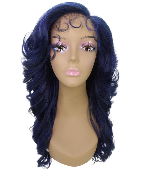 Nia Blue and Black Blend Salon cut Layered Lace Wig